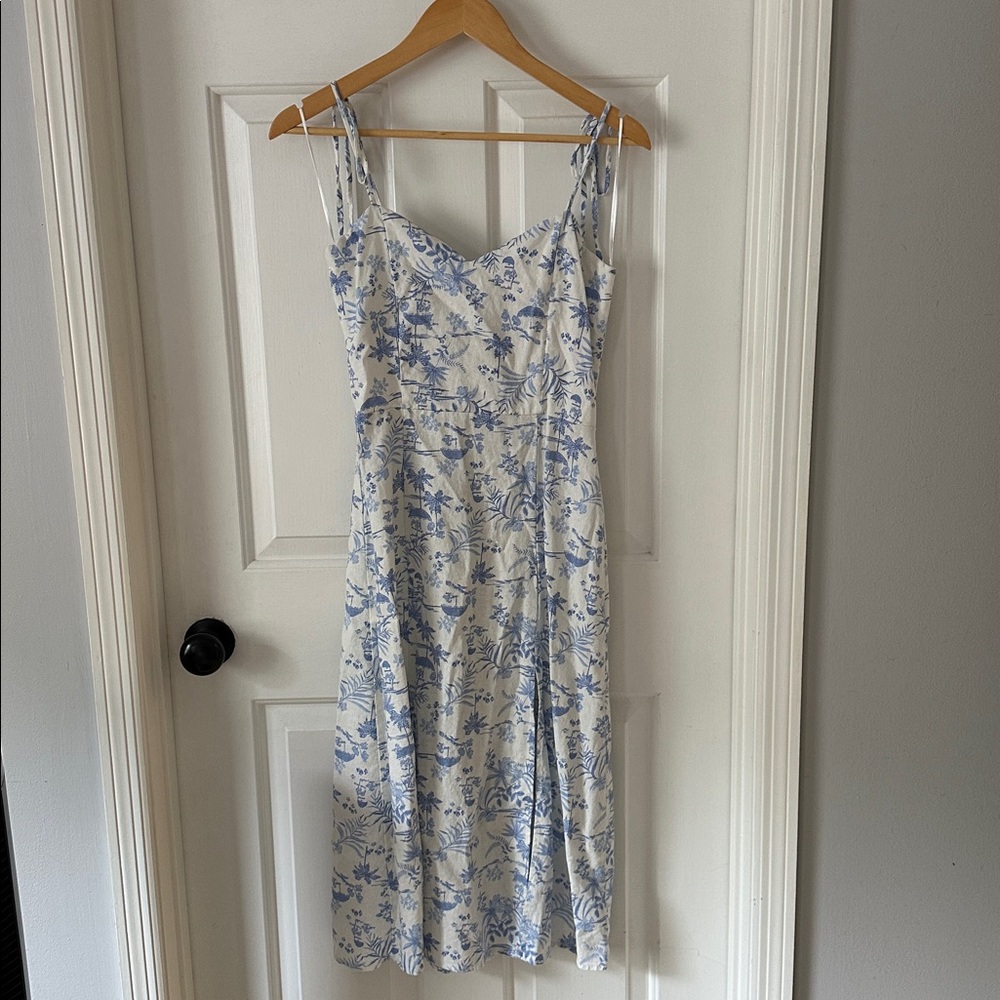 Miami Blue and White Floral Midi Dress